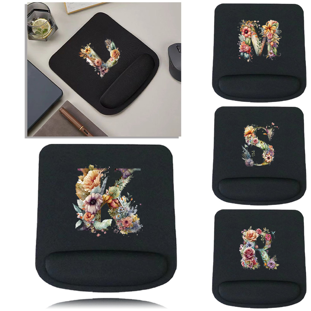 Laptop Accessories For Wrist Support - Mouse Pad Desk Mat Floral Letter
