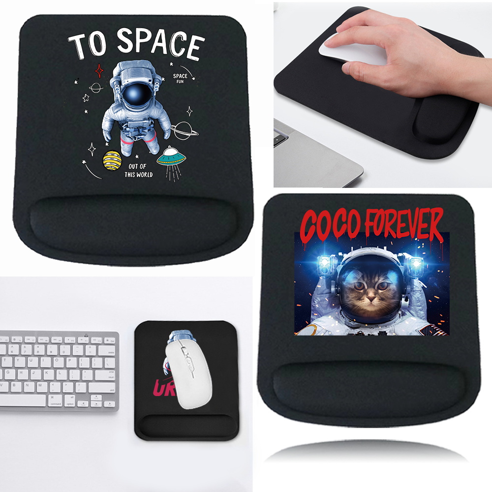 Laptop Accessories For Wrist Support - Mouse Pad Black Desk Mat Astronaut