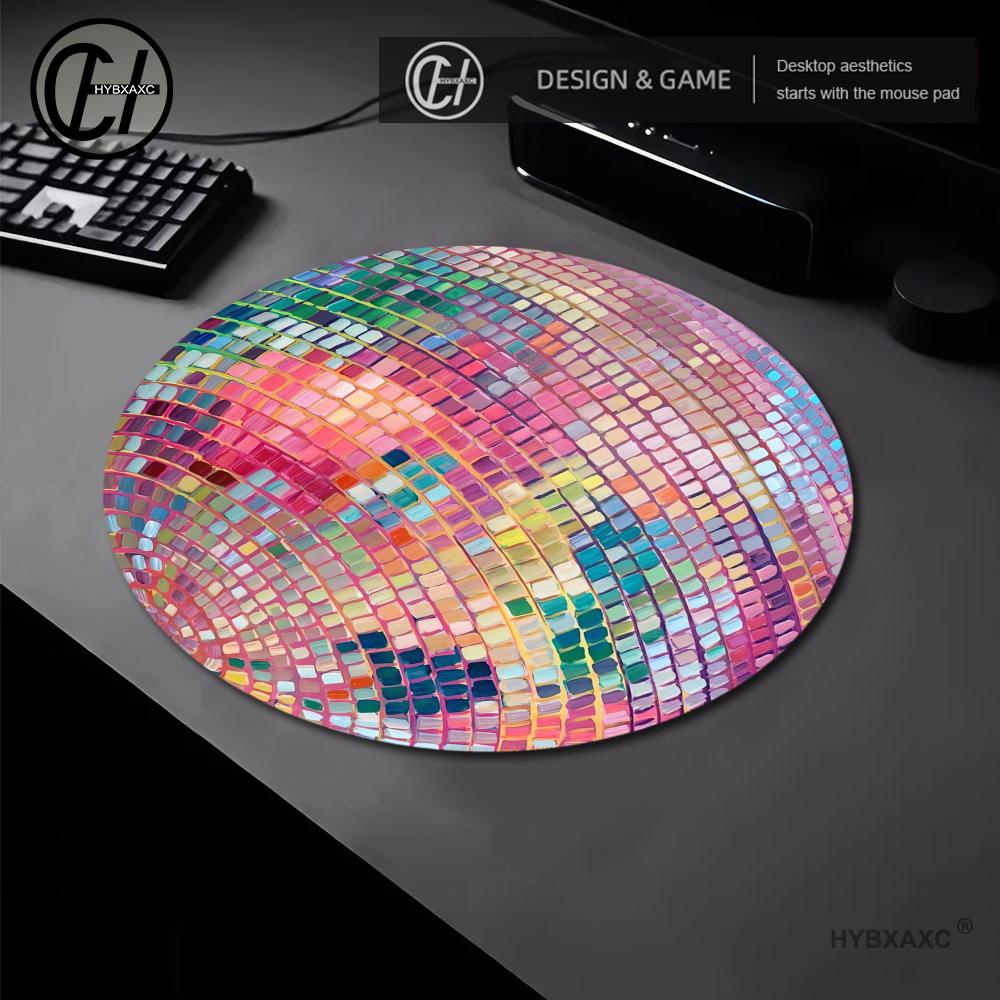 Laptop Accessories Women - Rubber Round Pink Disco Ball Mouse