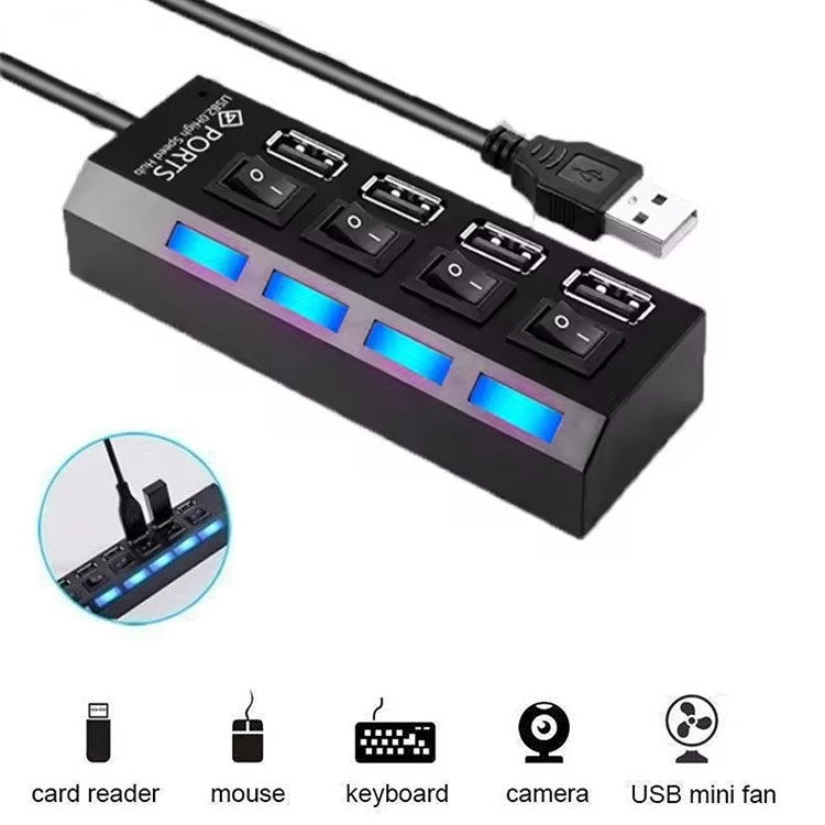 Laptop Extra Accessories - USB Extension Hub 4-Port Splitter With