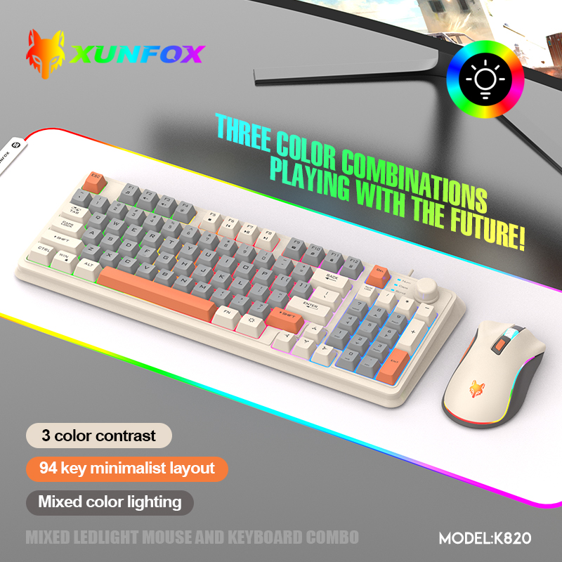 Laptop Accessories Women - K820 USB Wired Game Keyboard Mouse