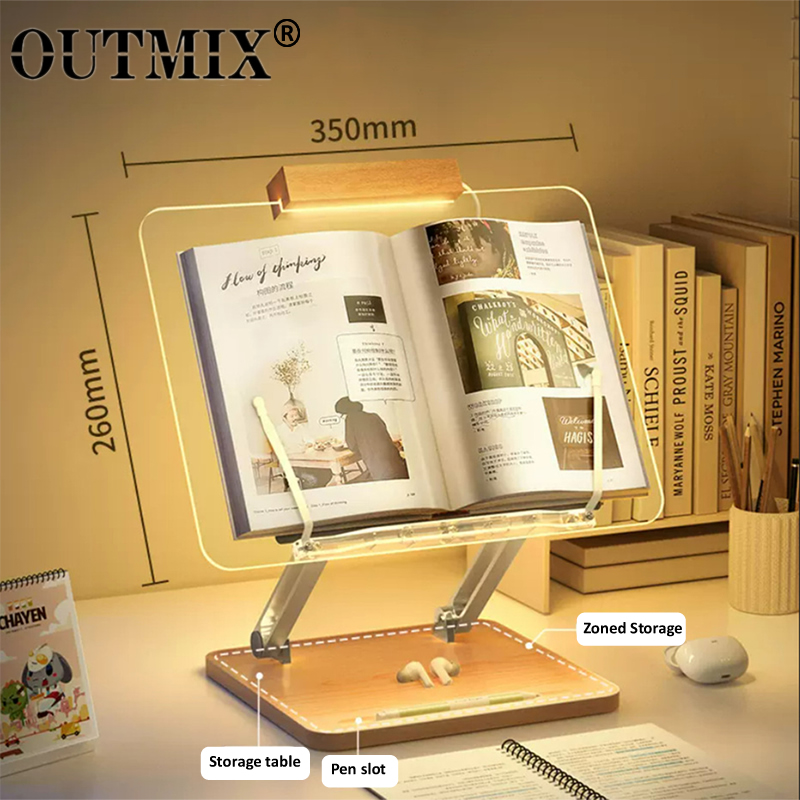 Laptop Extra Accessories - Wooden Reading Stand with Light Transparent